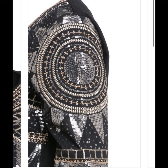 Stylish Black Oversized Sequins Spandex Coats Spring main image 0
